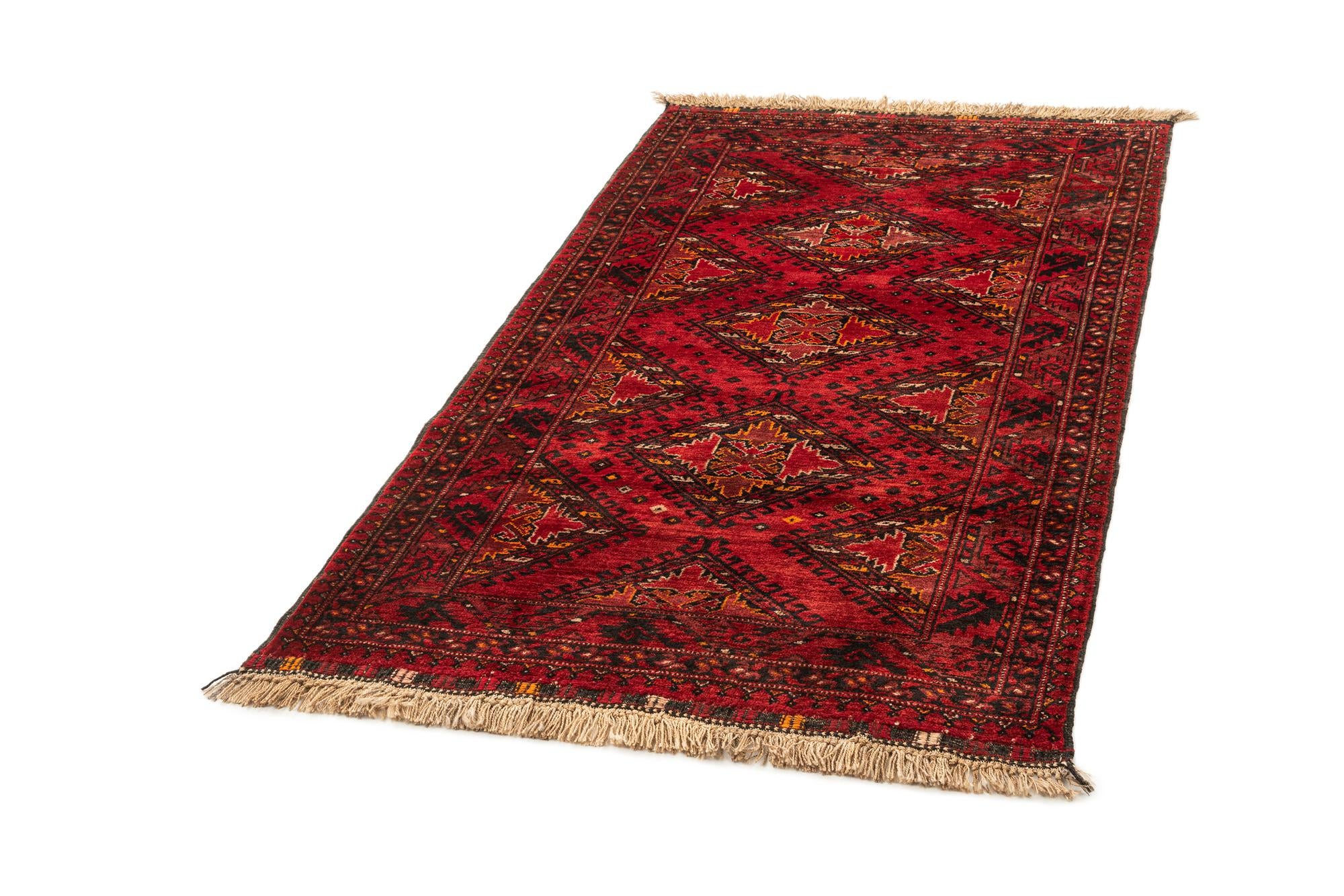 3' 7 x 6' 2 Hand Knotted Afghan Ersari Wool Rug