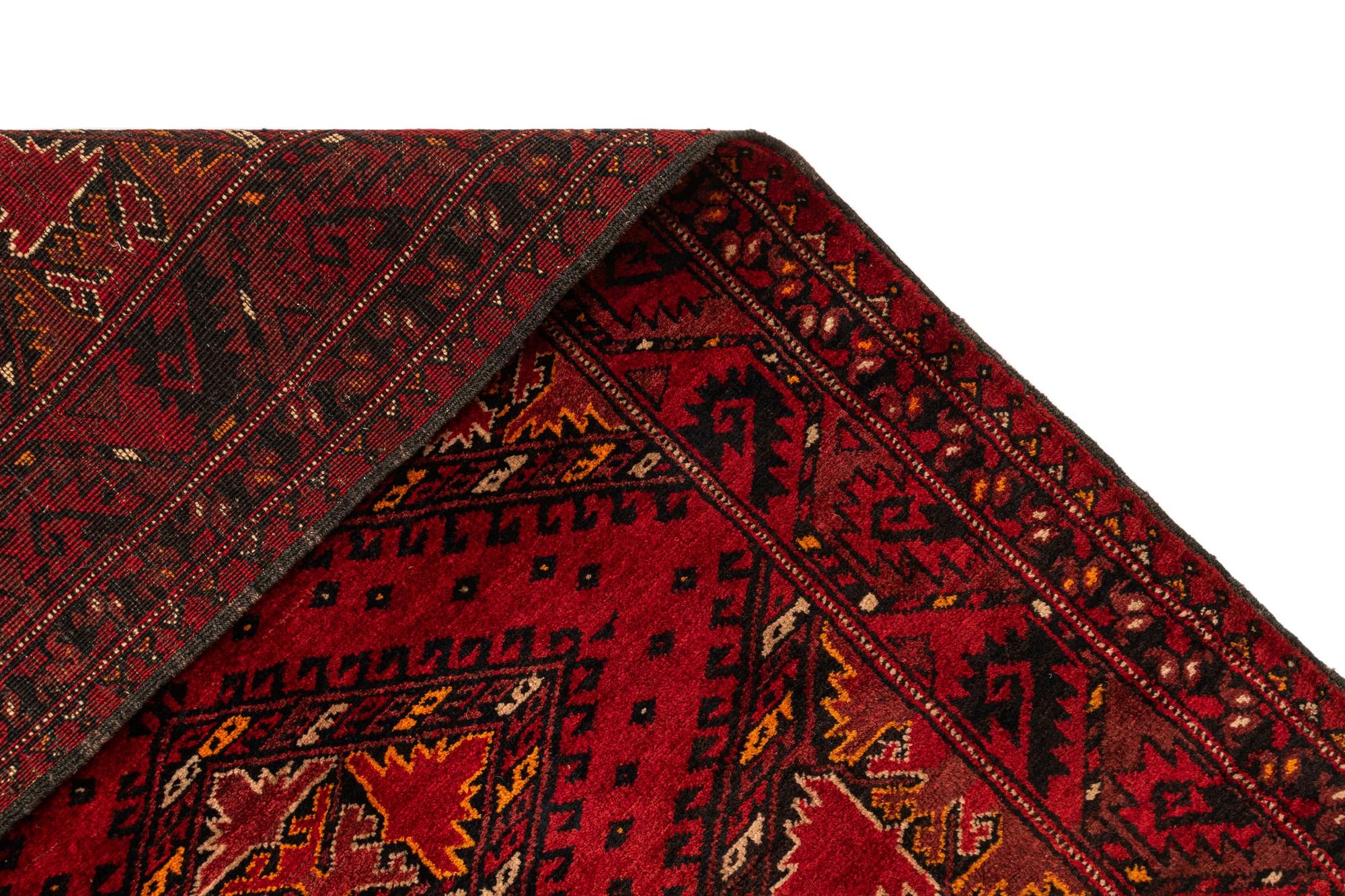 3' 7 x 6' 2 Hand Knotted Afghan Ersari Wool Rug