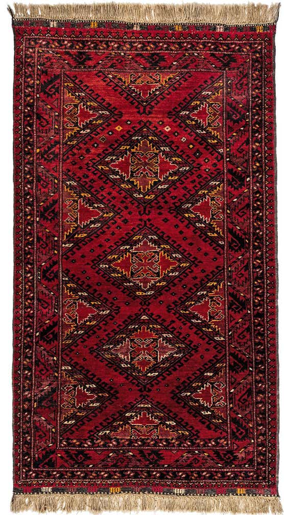 3' 7 x 6' 2 Hand Knotted Afghan Ersari Wool Rug