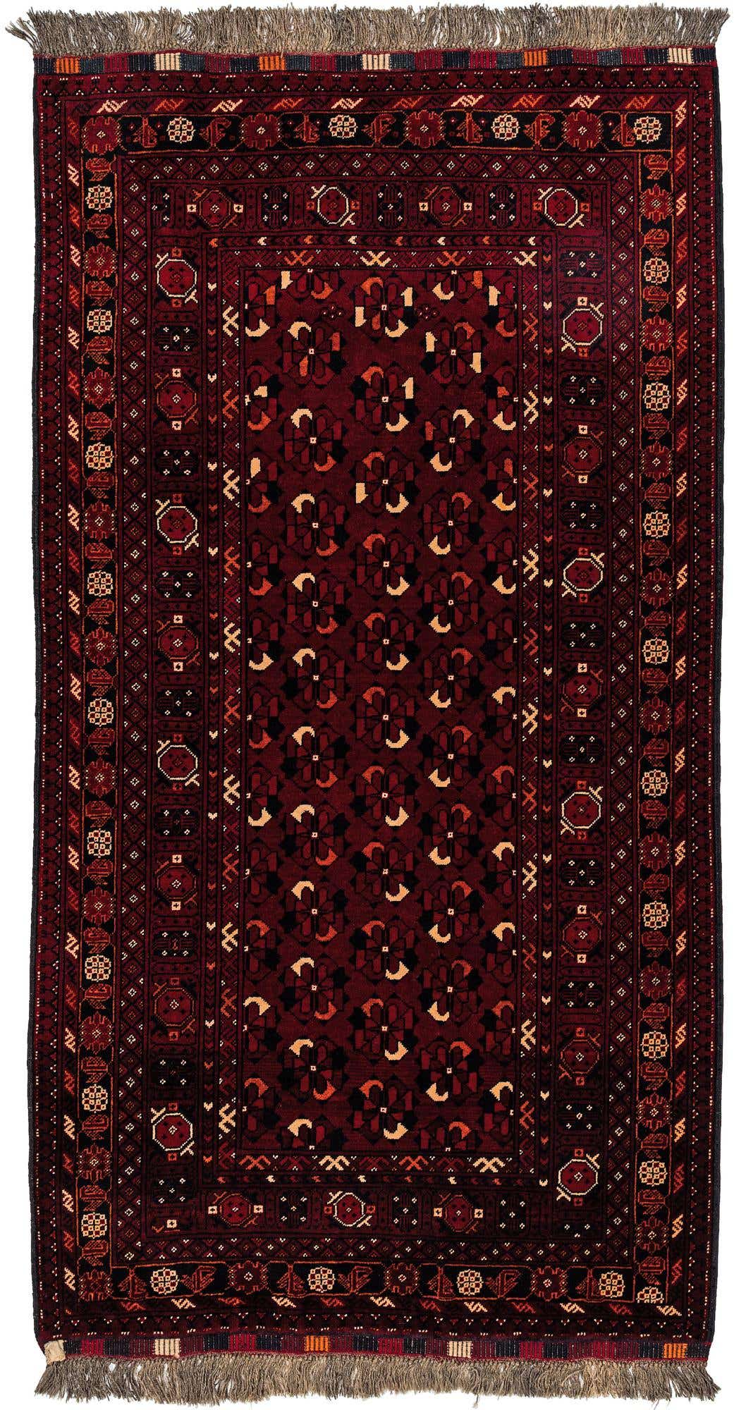 3' 6 x 6' 6 Hand Knotted Afghan Ersari Wool Rug