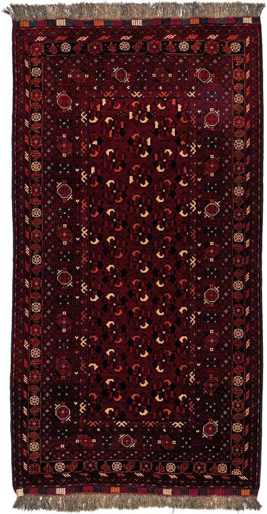 3' 6 x 6' 6 Hand Knotted Afghan Ersari Wool Rug