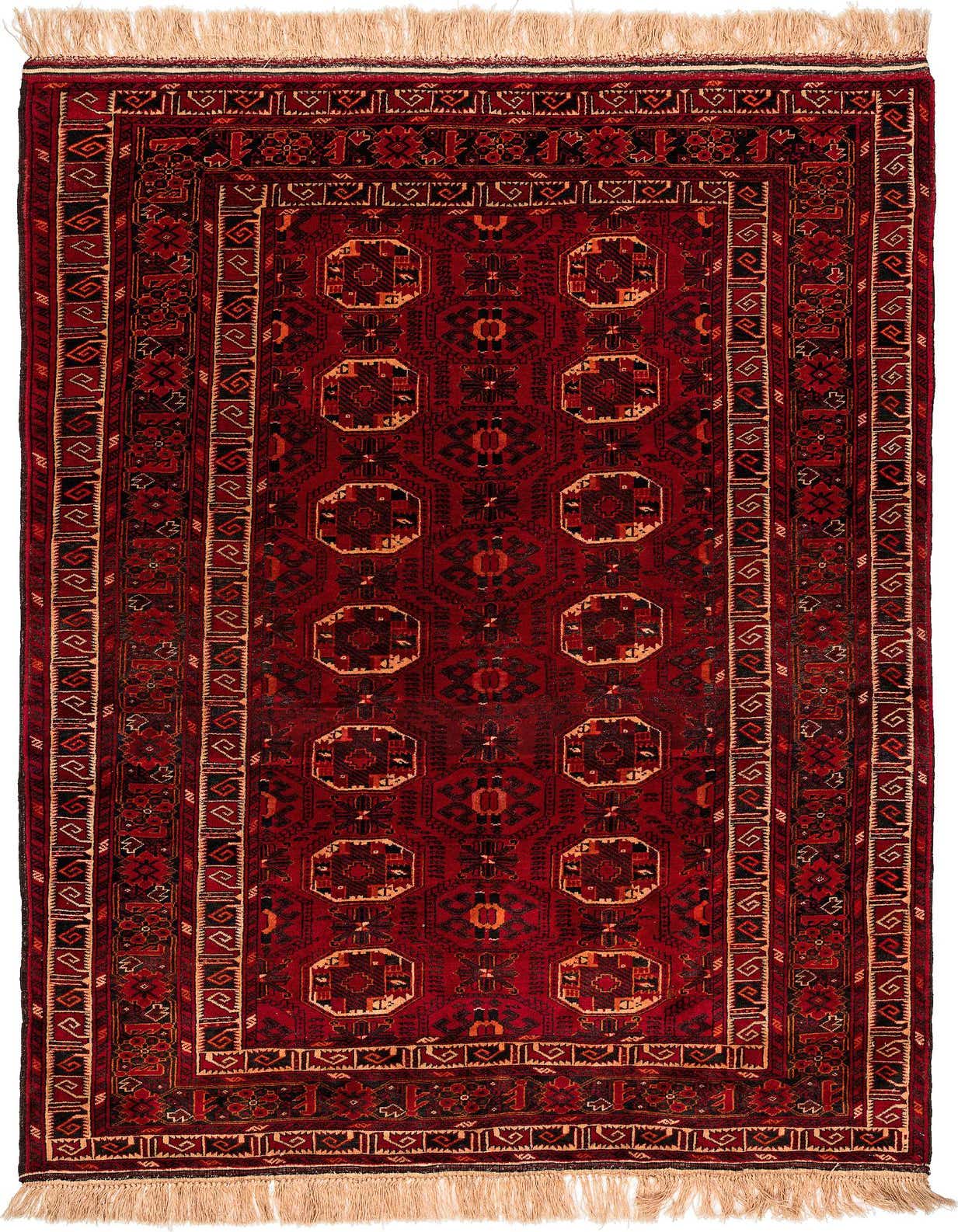4' 9 x 7' 5 Hand Knotted Afghan Ersari Wool Rug