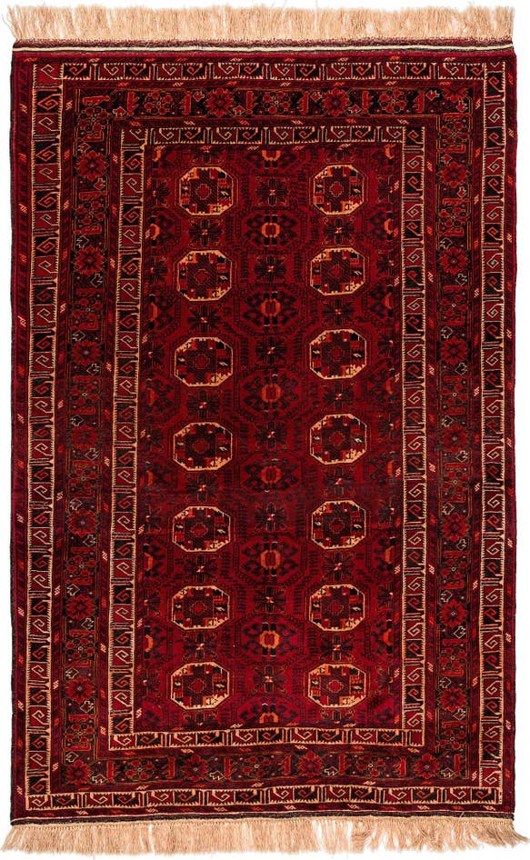Detail image of 4' 9 x 7' 5 Hand Knotted Afghan Ersari Wool Rug