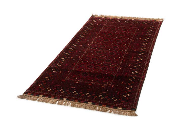 3' 7 x 6' 4 Hand Knotted Afghan Ersari Oriental Wool Rug