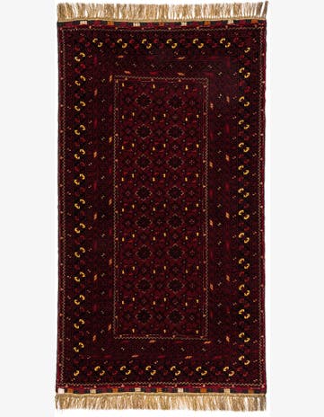 3' 7 x 6' 4 Hand Knotted Afghan Ersari Oriental Wool Rug