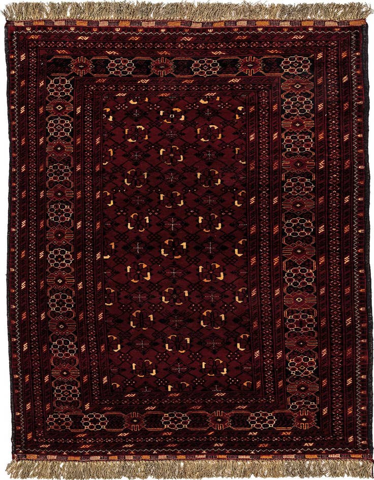 Detail image of 3' 4 x 6' 6 Hand Knotted Afghan Ersari Wool Rug