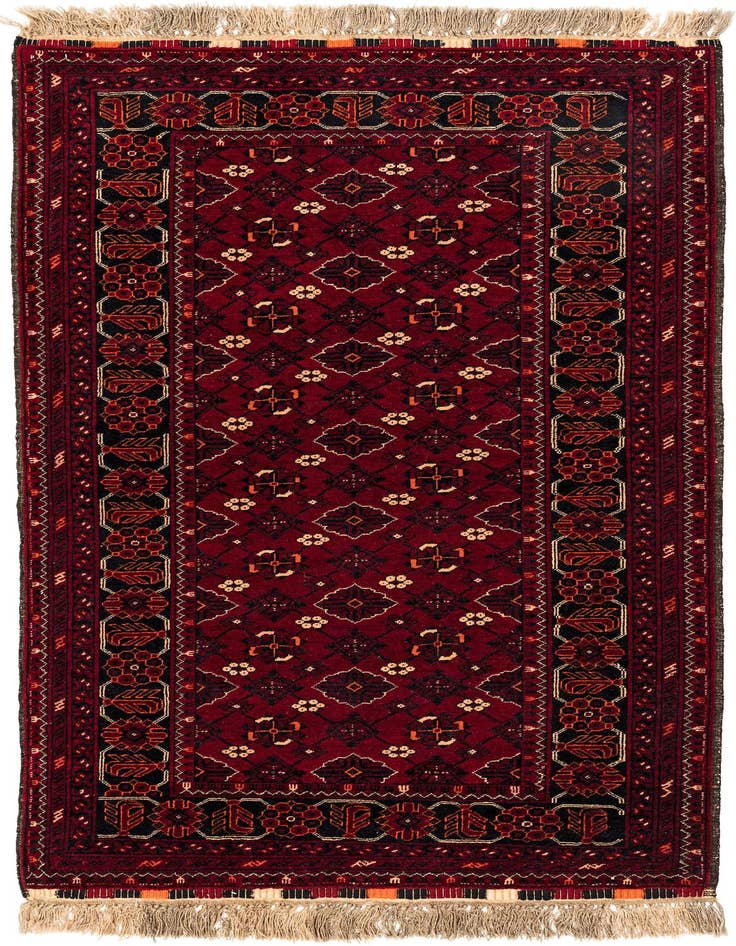 Detail image of 3' 5 x 6' Hand Knotted Afghan Ersari Wool Rug
