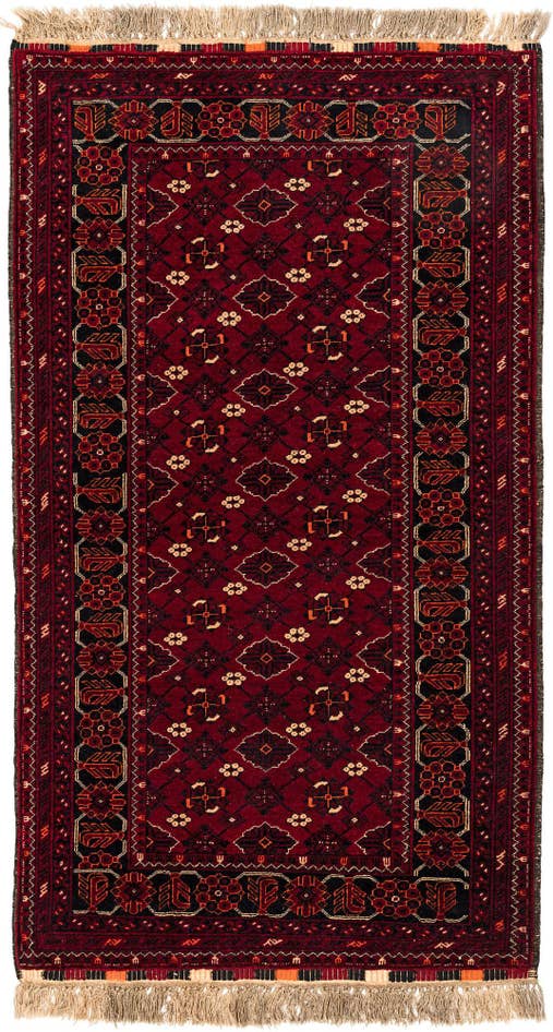 Detail image of 3' 5 x 6' Hand Knotted Afghan Ersari Wool Rug