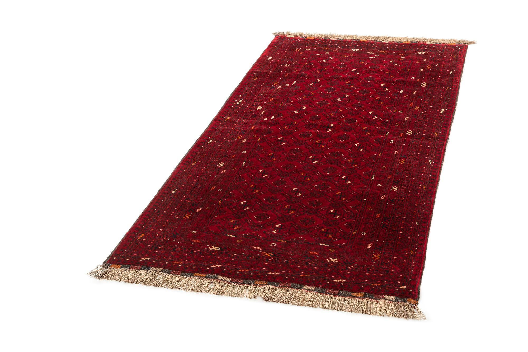 3' 5 x 6' 4 Hand Knotted Afghan Ersari Oriental Wool Rug