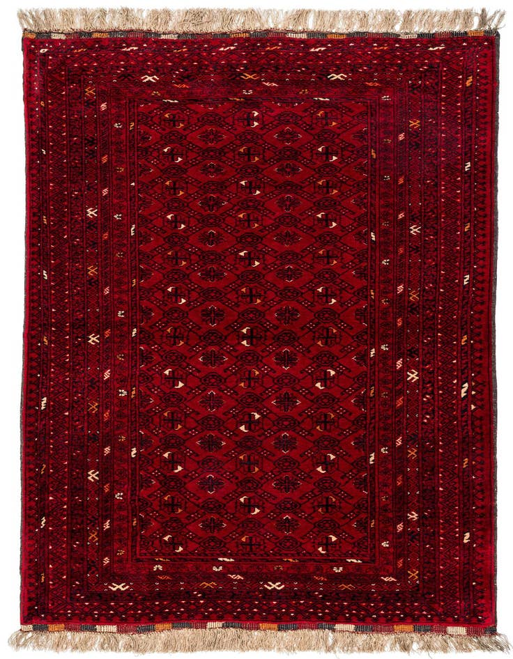 Detail image of 3' 5 x 6' 4 Hand Knotted Afghan Ersari Oriental Wool Rug