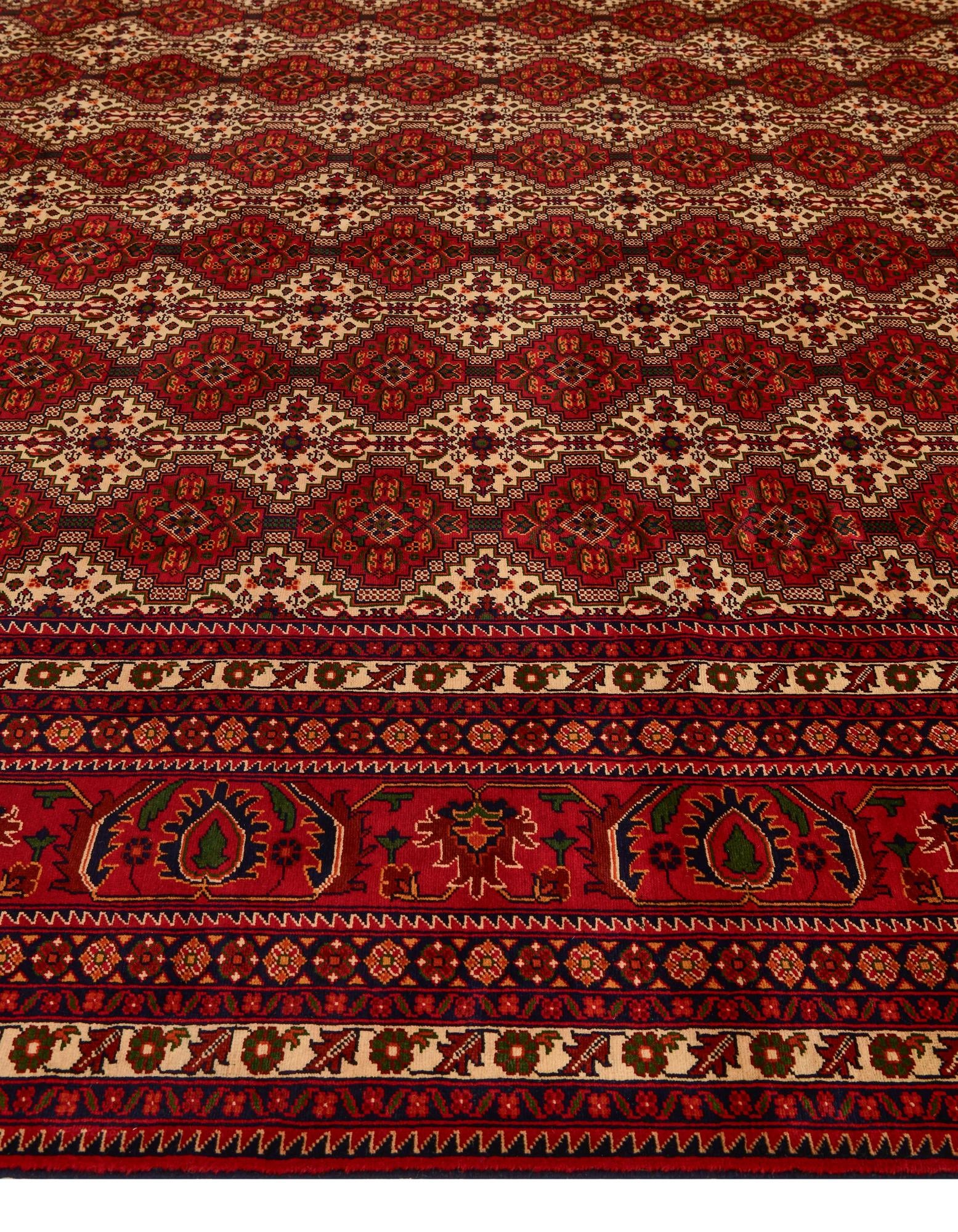13' 4 x 20' 5 Hand Knotted Afghan Ersari Wool Rug