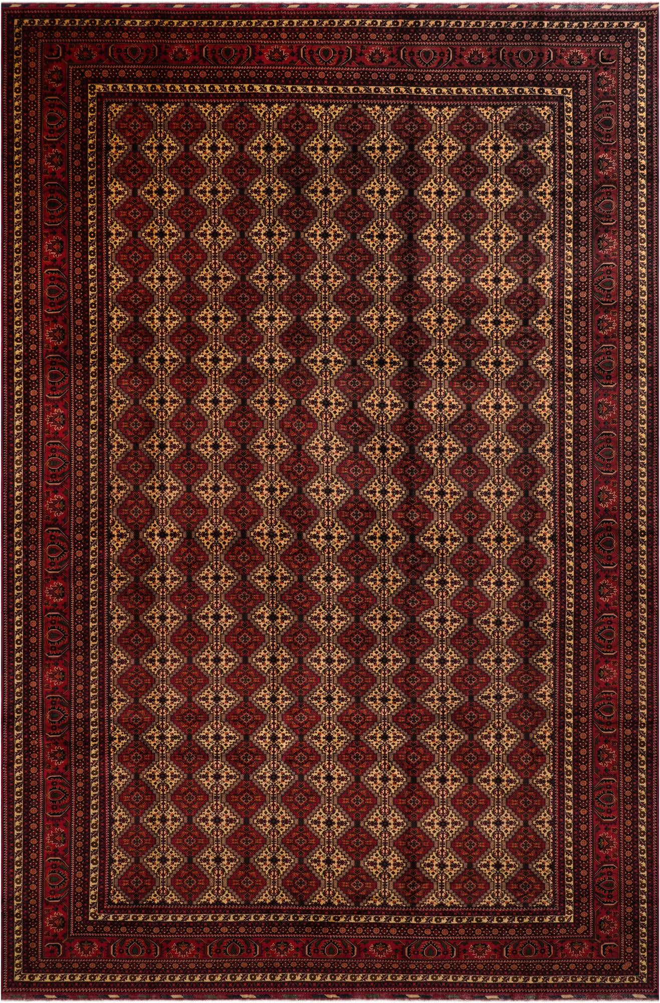13' 4 x 20' 5  Hand Knotted Afghan Ersari Wool Rug