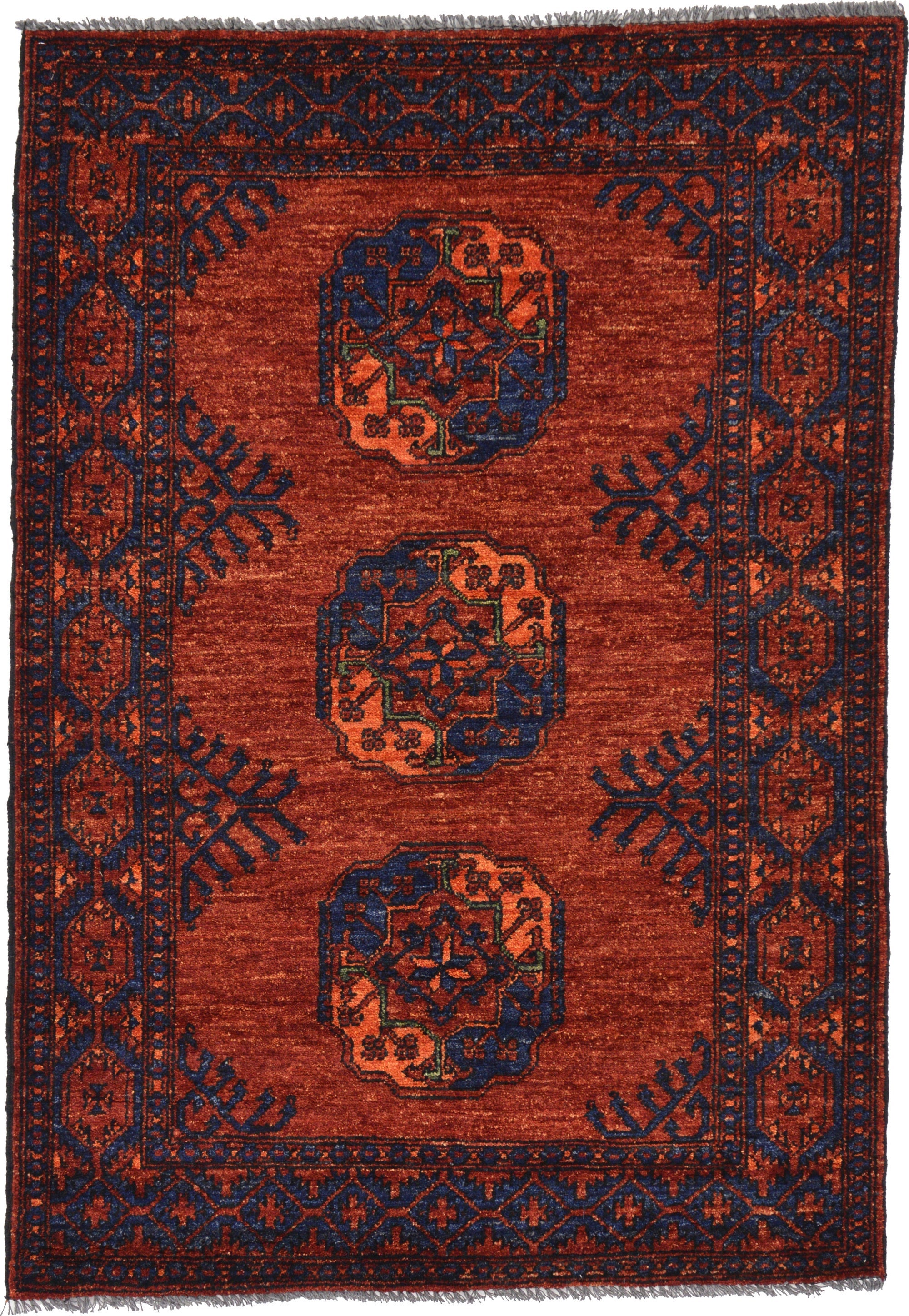 3' 5 x 4' 11 Hand Knotted Afghan Ersari Oriental Rug