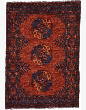 3' 5 x 4' 11 Hand Knotted Afghan Ersari Oriental Rug