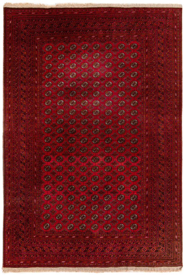 Detail image of 6' 7 x 9' 10 Hand Knotted Afghan Ersari Wool Rug