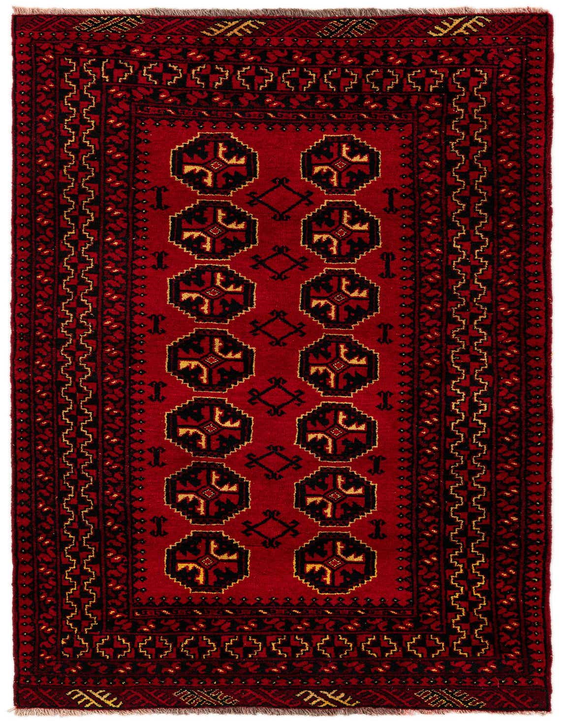 3' 5 x 6' 1 Hand Knotted Afghan Ersari Wool Rug