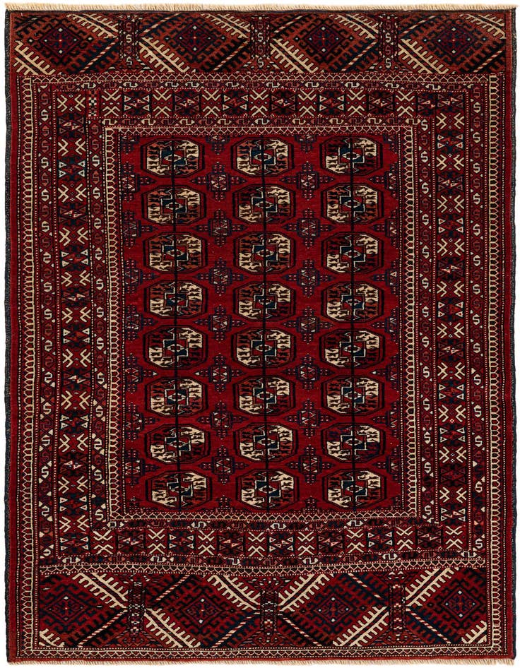 Detail image of 4' 10 x 6' 4 Hand Knotted Afghan Ersari Oriental Wool Rug