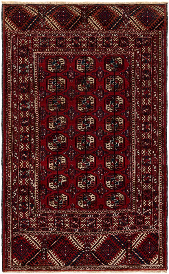 Detail image of 4' 10 x 6' 4 Hand Knotted Afghan Ersari Oriental Wool Rug