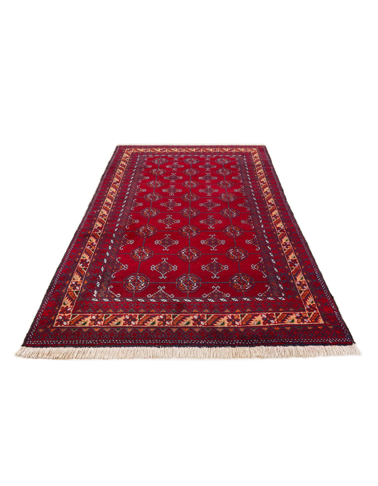 3' 7 x 6' 4 Hand Knotted Afghan Ersari Oriental Wool Rug