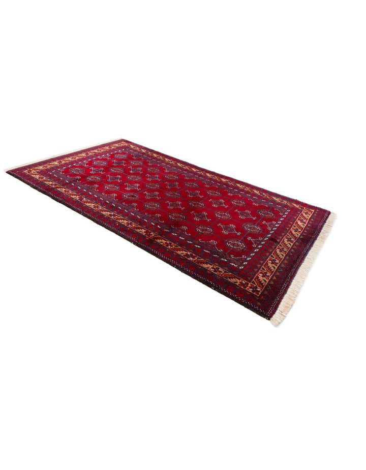 3' 7 x 6' 4 Hand Knotted Afghan Ersari Oriental Wool Rug