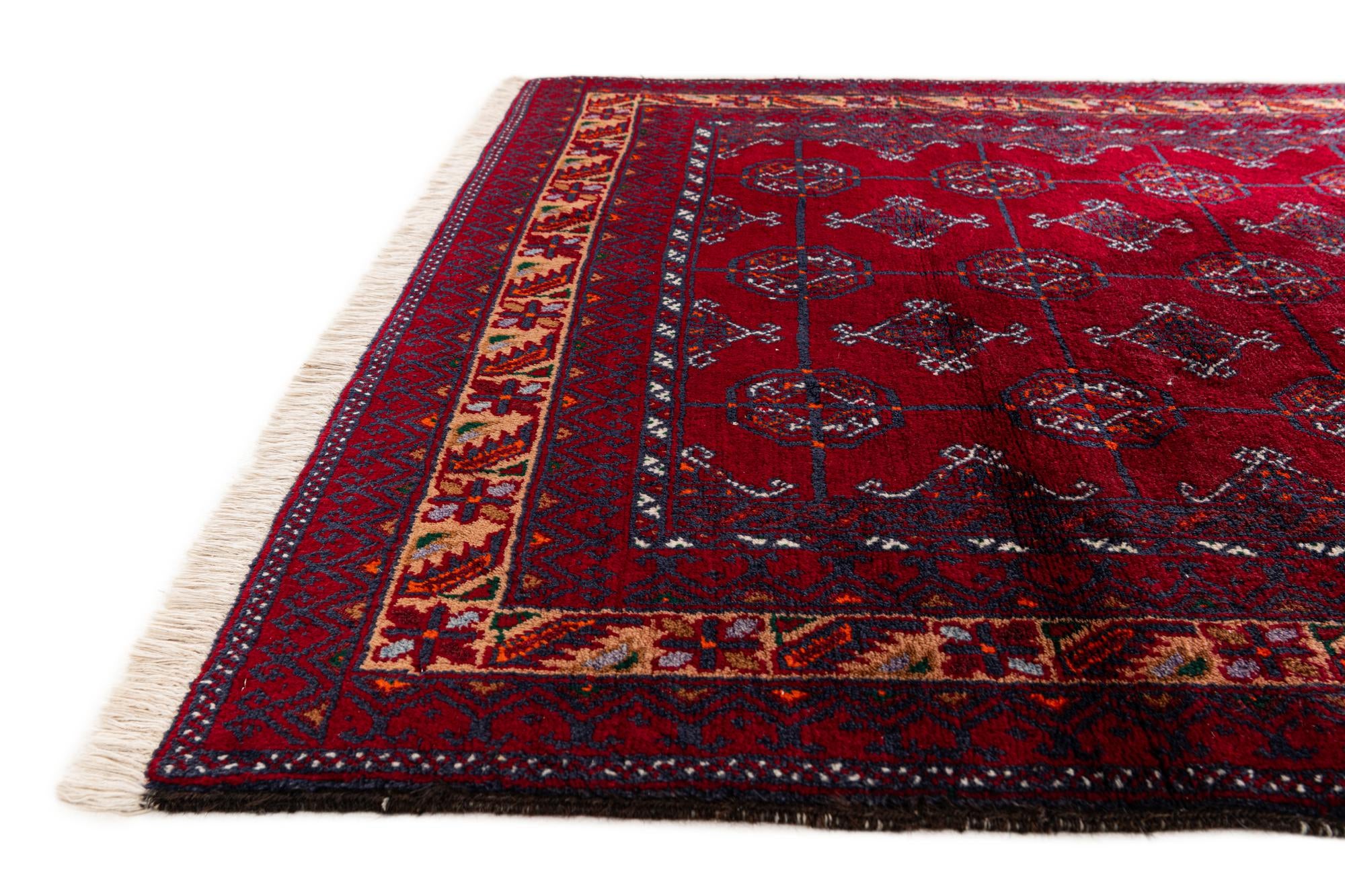 3' 7 x 6' 4 Hand Knotted Afghan Ersari Oriental Wool Rug