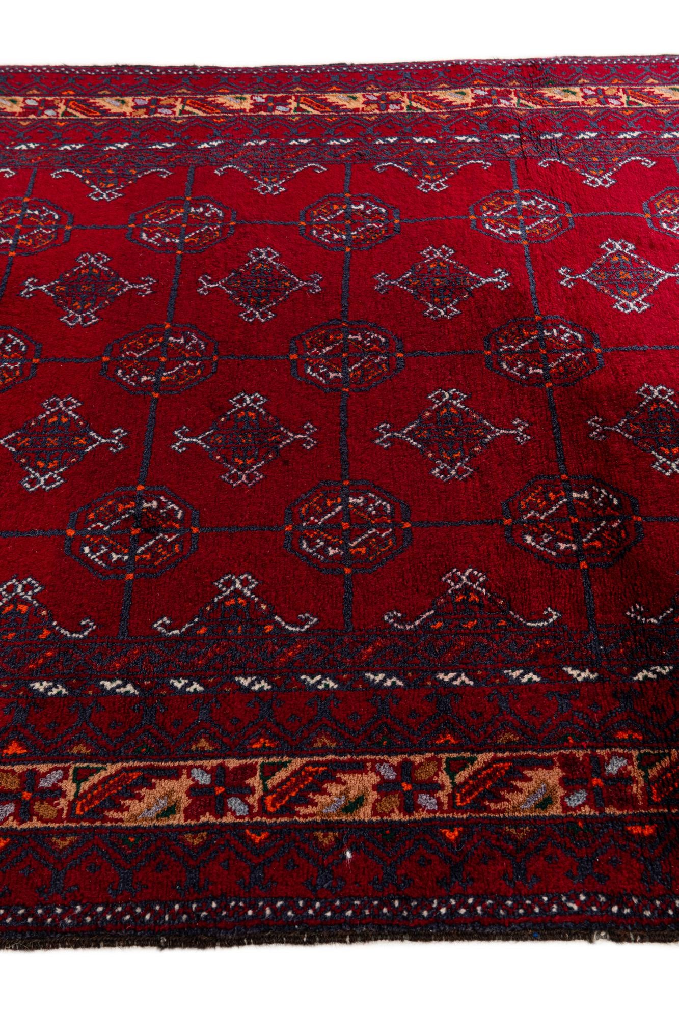3' 7 x 6' 4 Hand Knotted Afghan Ersari Oriental Wool Rug