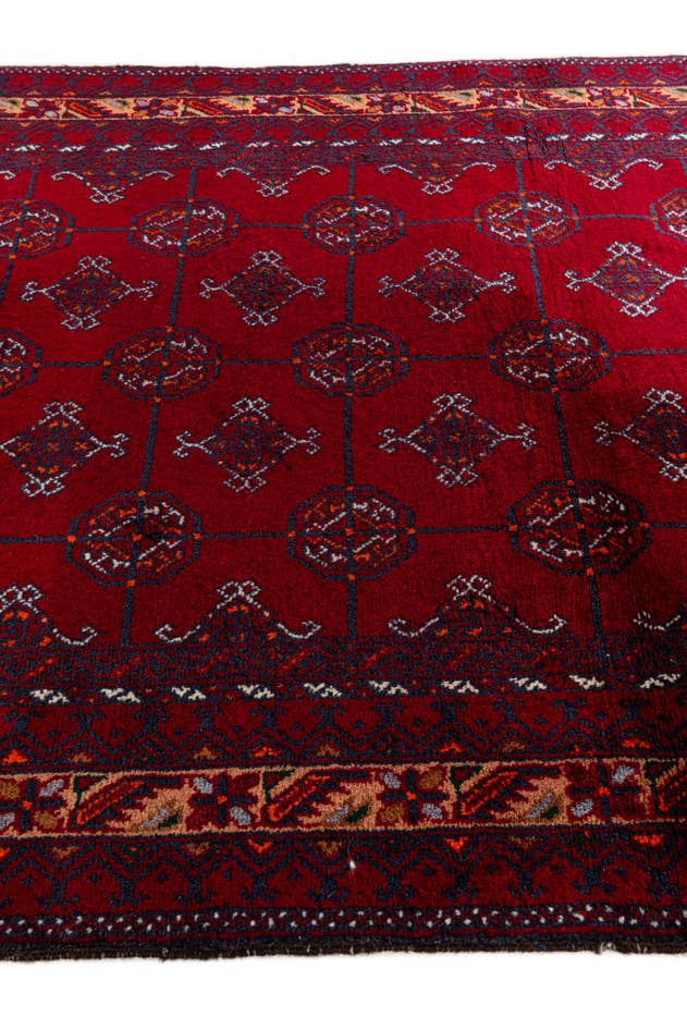 Detail image of 3' 7 x 6' 4 Hand Knotted Afghan Ersari Oriental Wool Rug