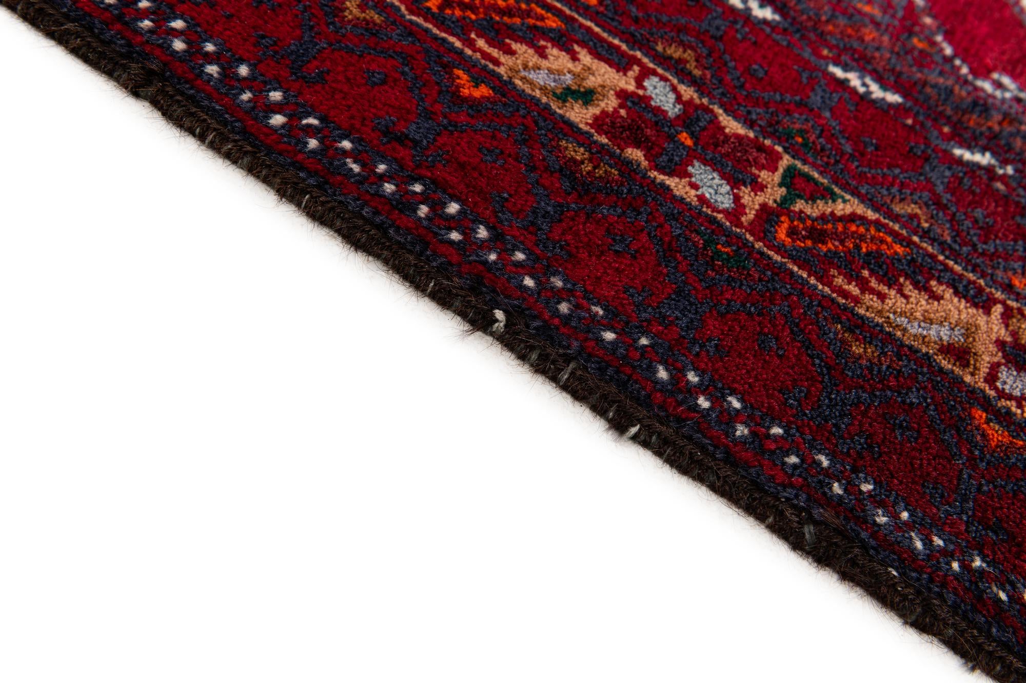 3' 7 x 6' 4 Hand Knotted Afghan Ersari Oriental Wool Rug