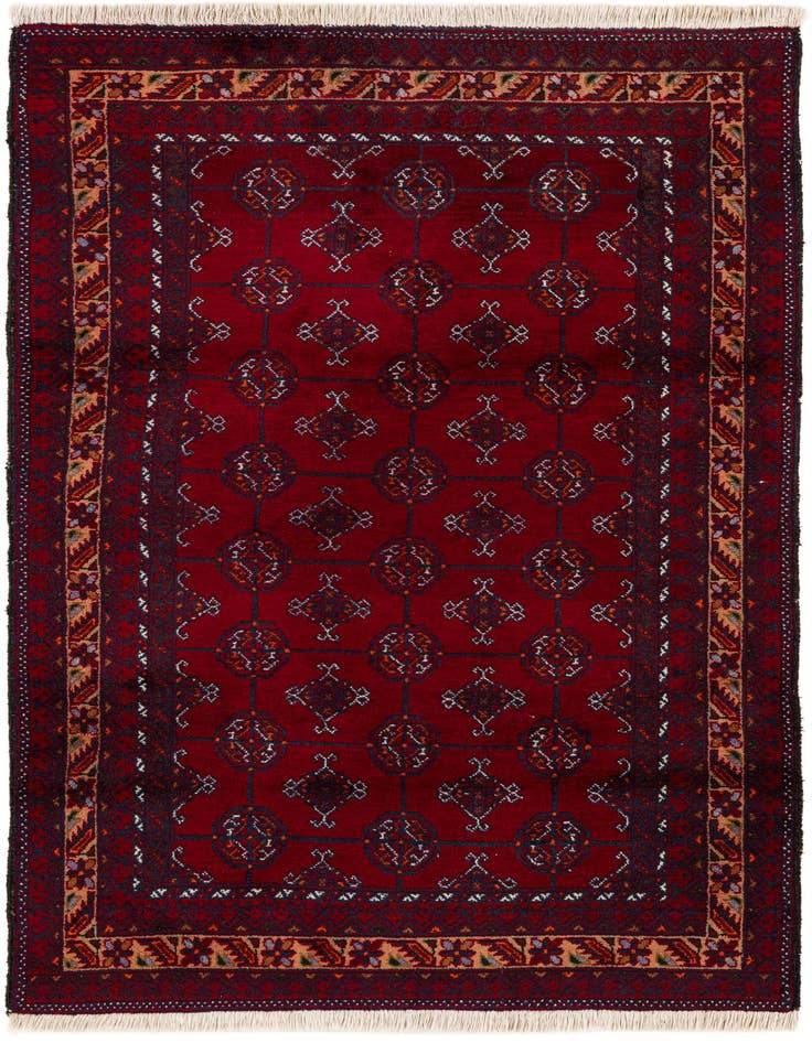 Detail image of 3' 7 x 6' 4 Hand Knotted Afghan Ersari Oriental Wool Rug