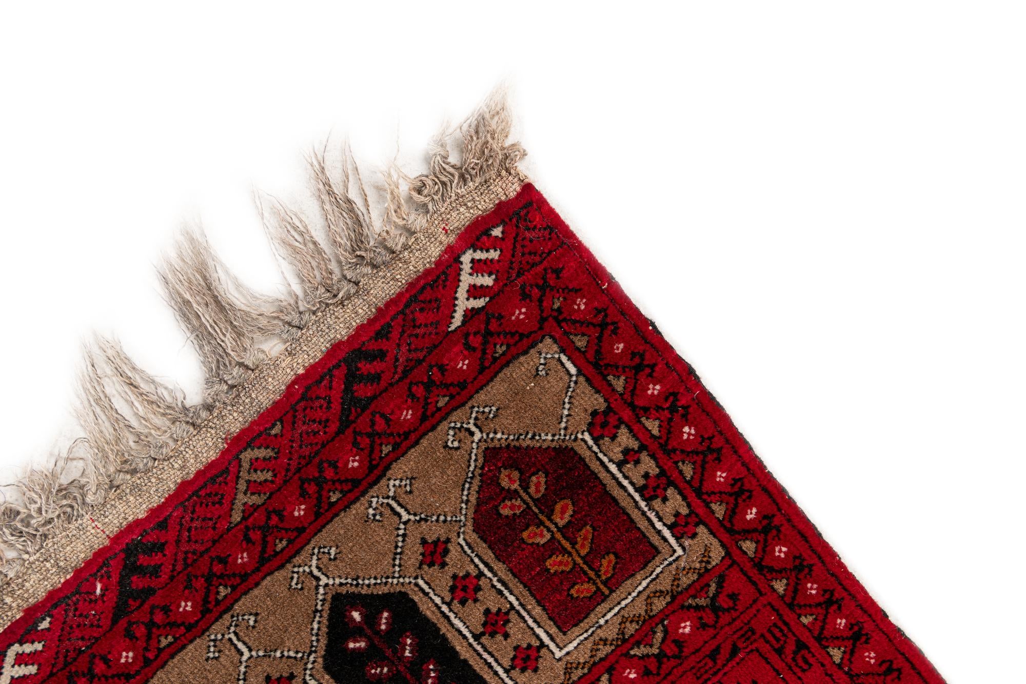 2' 6 x 3' 9 Hand Knotted Afghan Ersari Wool Rug