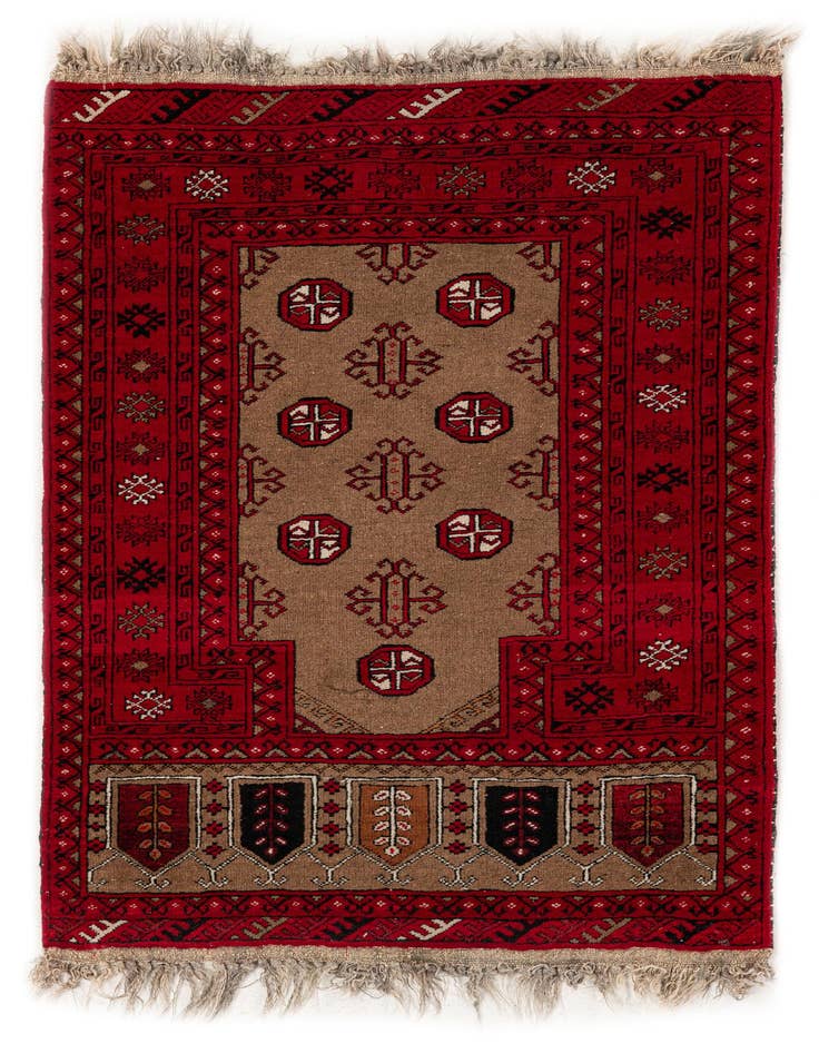 Detail image of 2' 6 x 3' 9 Hand Knotted Afghan Ersari Wool Rug