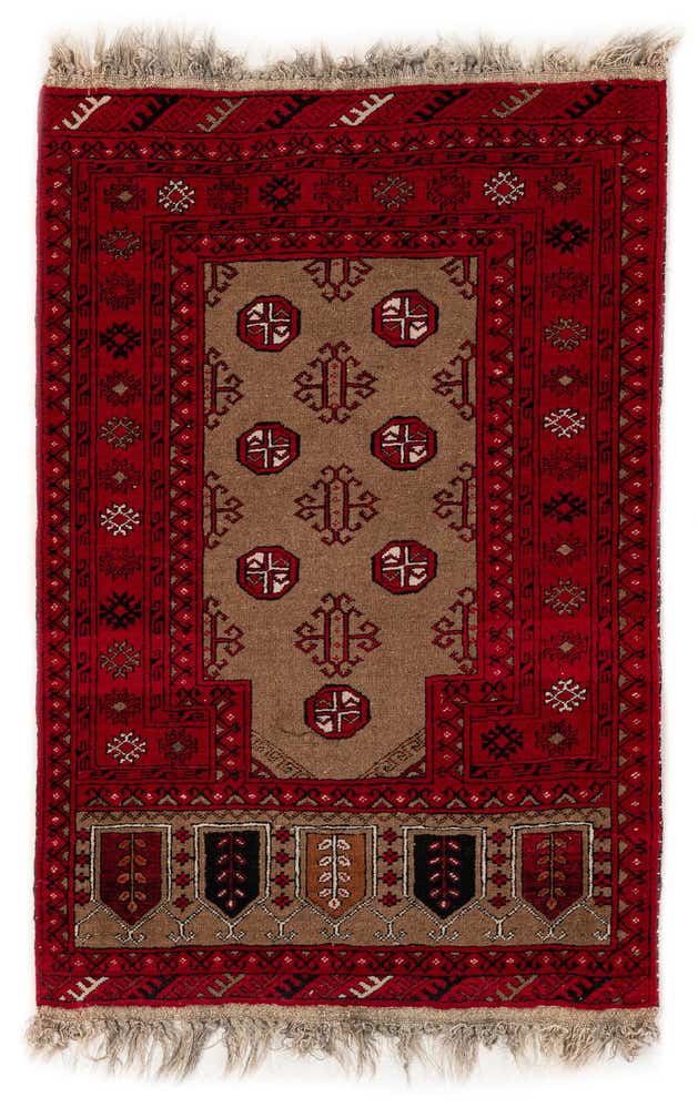 2' 6 x 3' 9 Hand Knotted Afghan Ersari Wool Rug