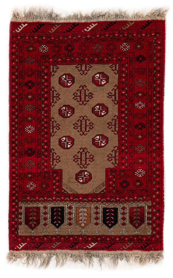 Detail image of 2' 6 x 3' 9 Hand Knotted Afghan Ersari Wool Rug