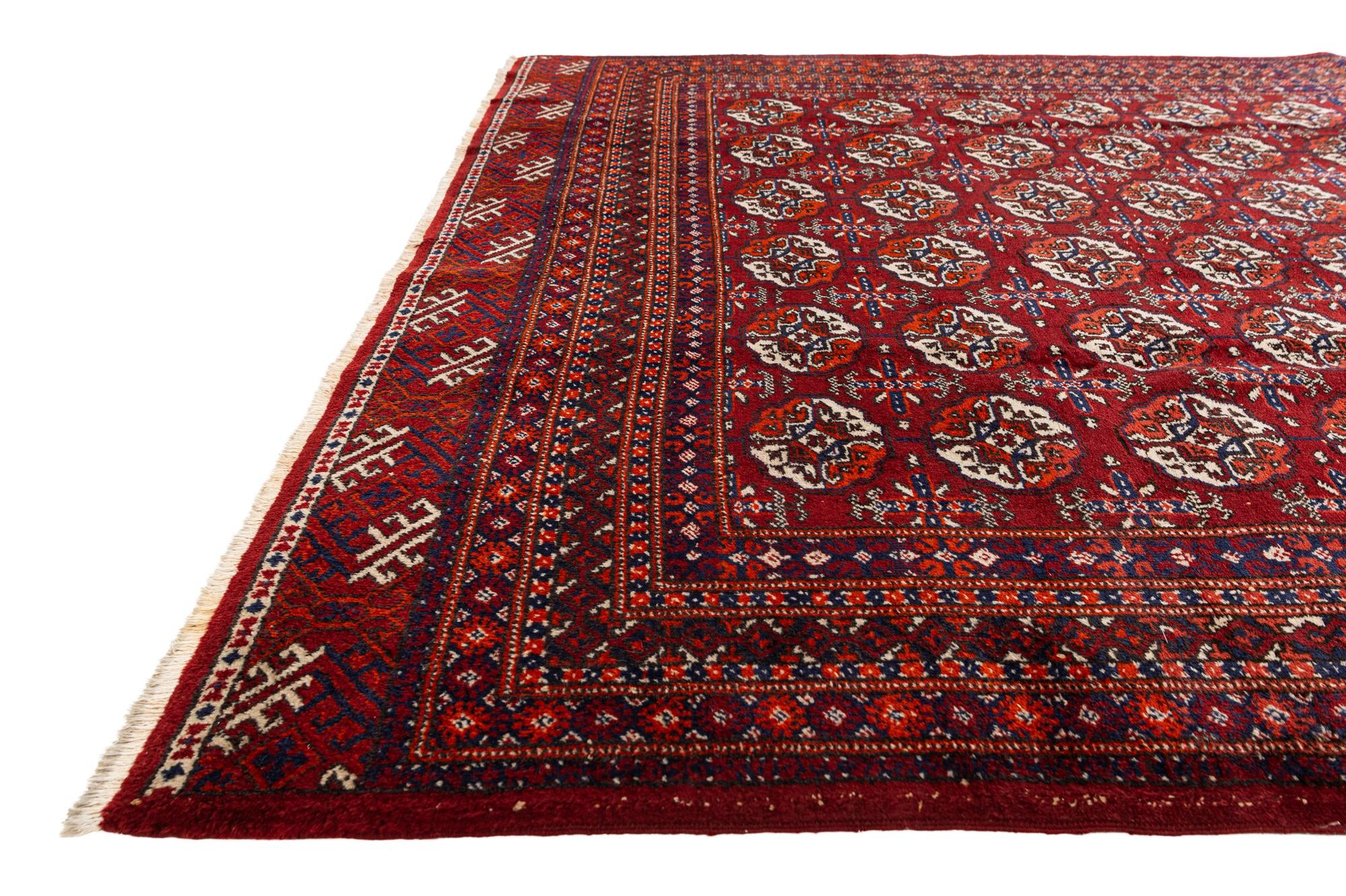 6' 8 x 9' 11 Hand Knotted Afghan Ersari Wool Rug