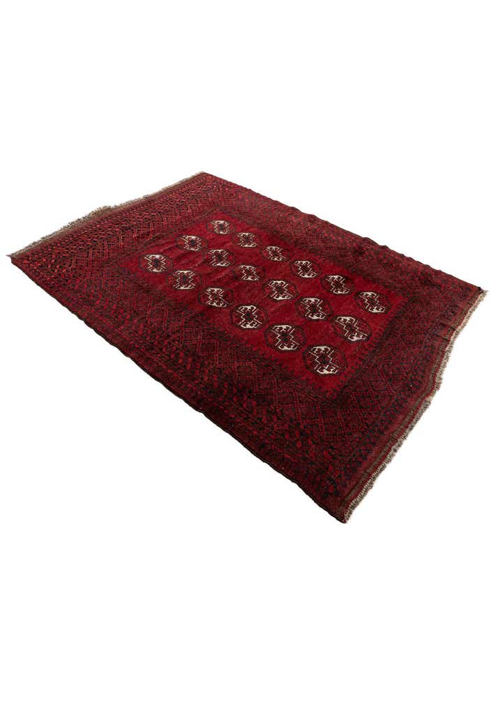 4' 2 x 5' 3 Hand Knotted Afghan Ersari Wool Rug