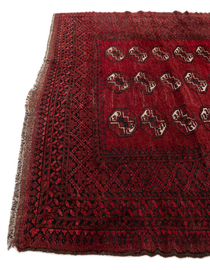 Detail image of 4' 2 x 5' 3 Hand Knotted Afghan Ersari Wool Rug