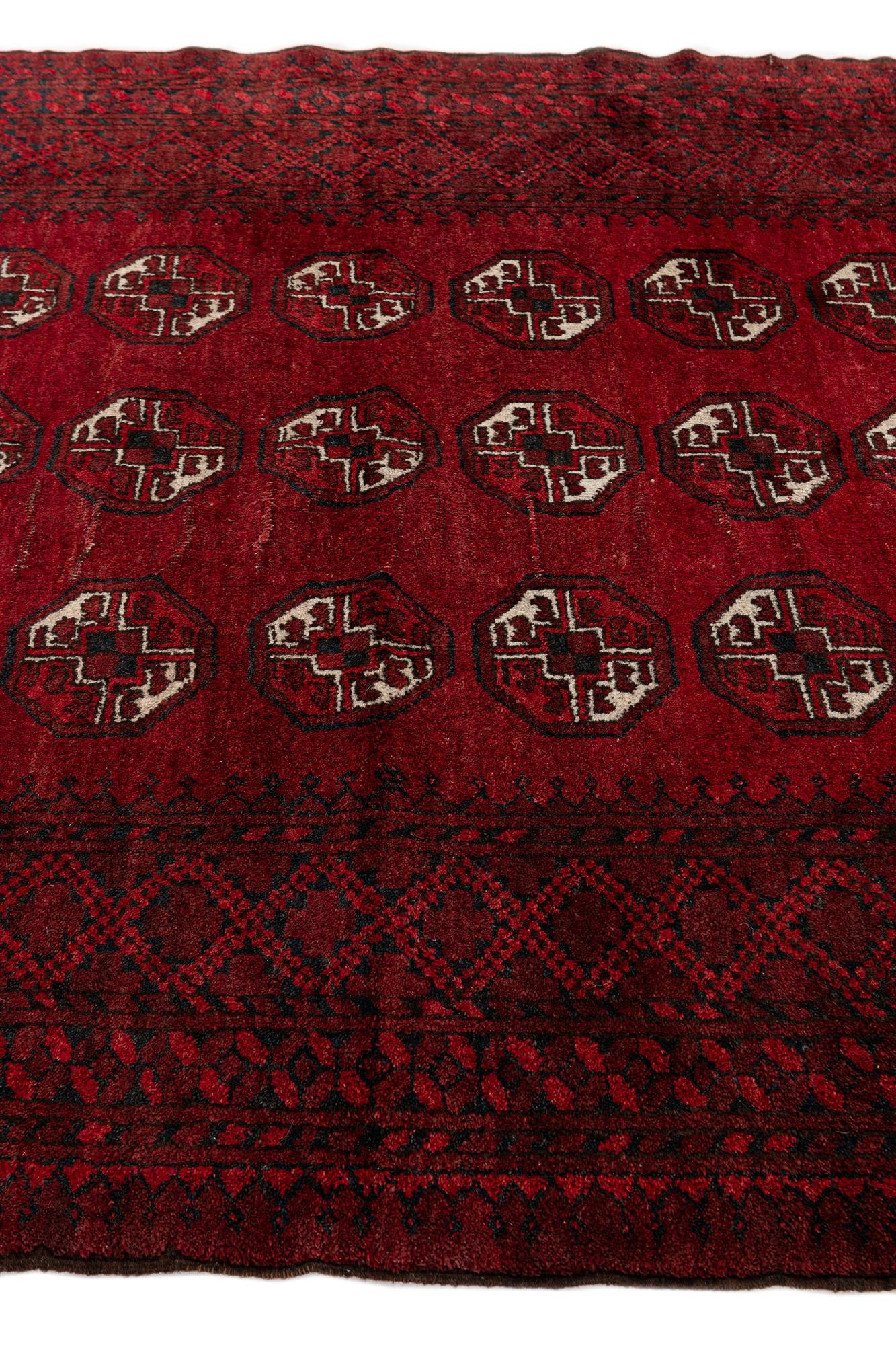 4' 2 x 5' 3 Hand Knotted Afghan Ersari Wool Rug