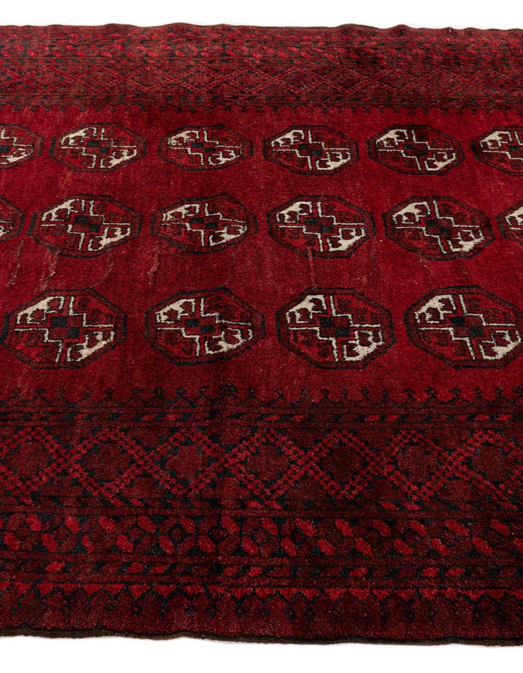 Detail image of 4' 2 x 5' 3  Hand Knotted Afghan Ersari Wool Rug