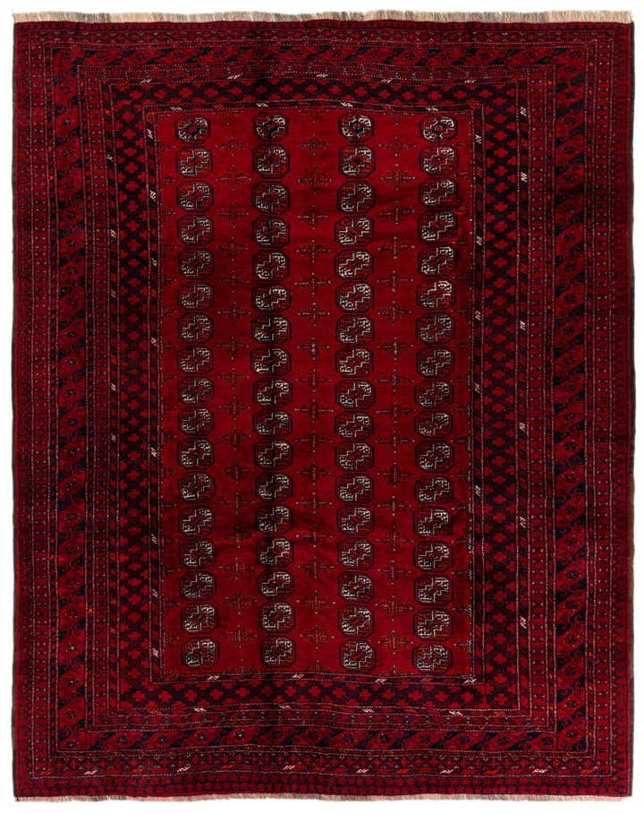 8' 9 x 10' 8 Hand Knotted Afghan Ersari Wool Rug