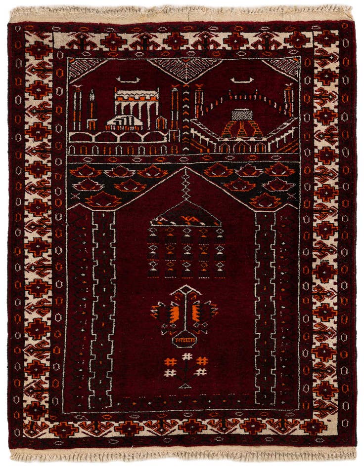 Detail image of 2' 8 x 4' 3 Hand Knotted Afghan Ersari Wool Rug