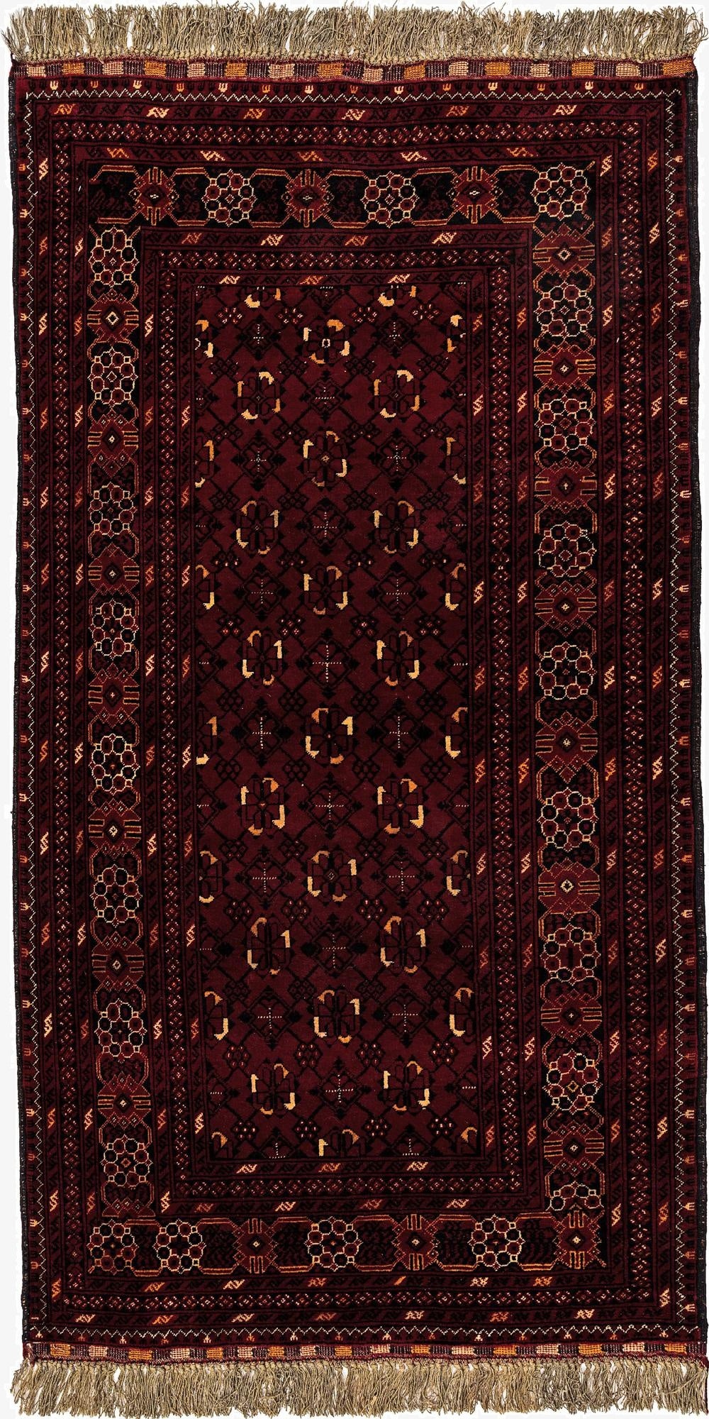 3' 4 x 6' 6  Hand Knotted Afghan Ersari Wool Rug