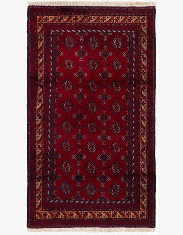 3' 7 x 6' 4 Hand Knotted Afghan Ersari Oriental Wool Rug