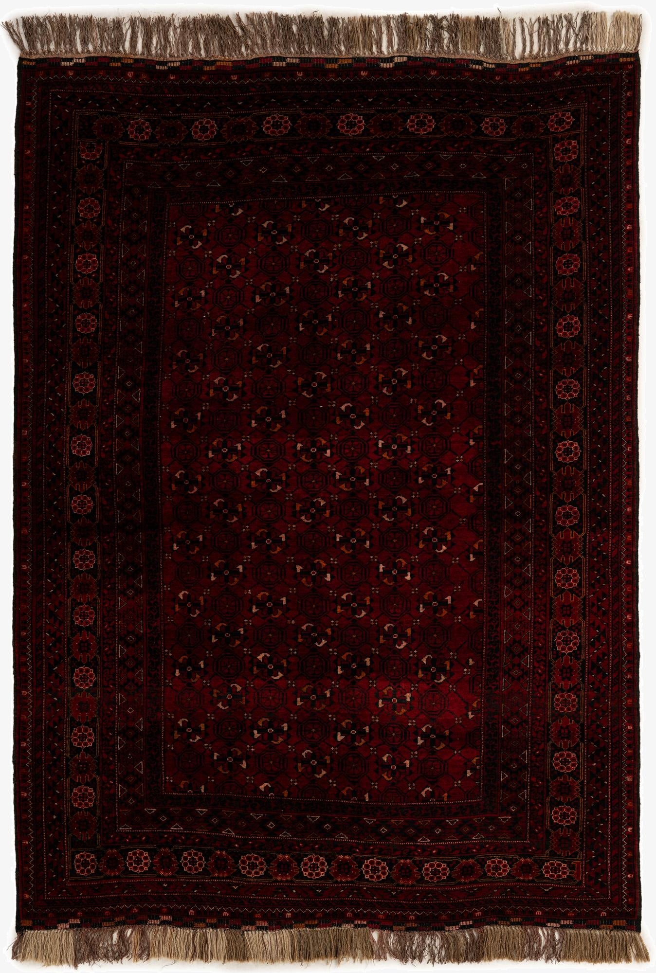 5' 3 x 7' 6  Hand Knotted Afghan Ersari Oriental Wool Rug