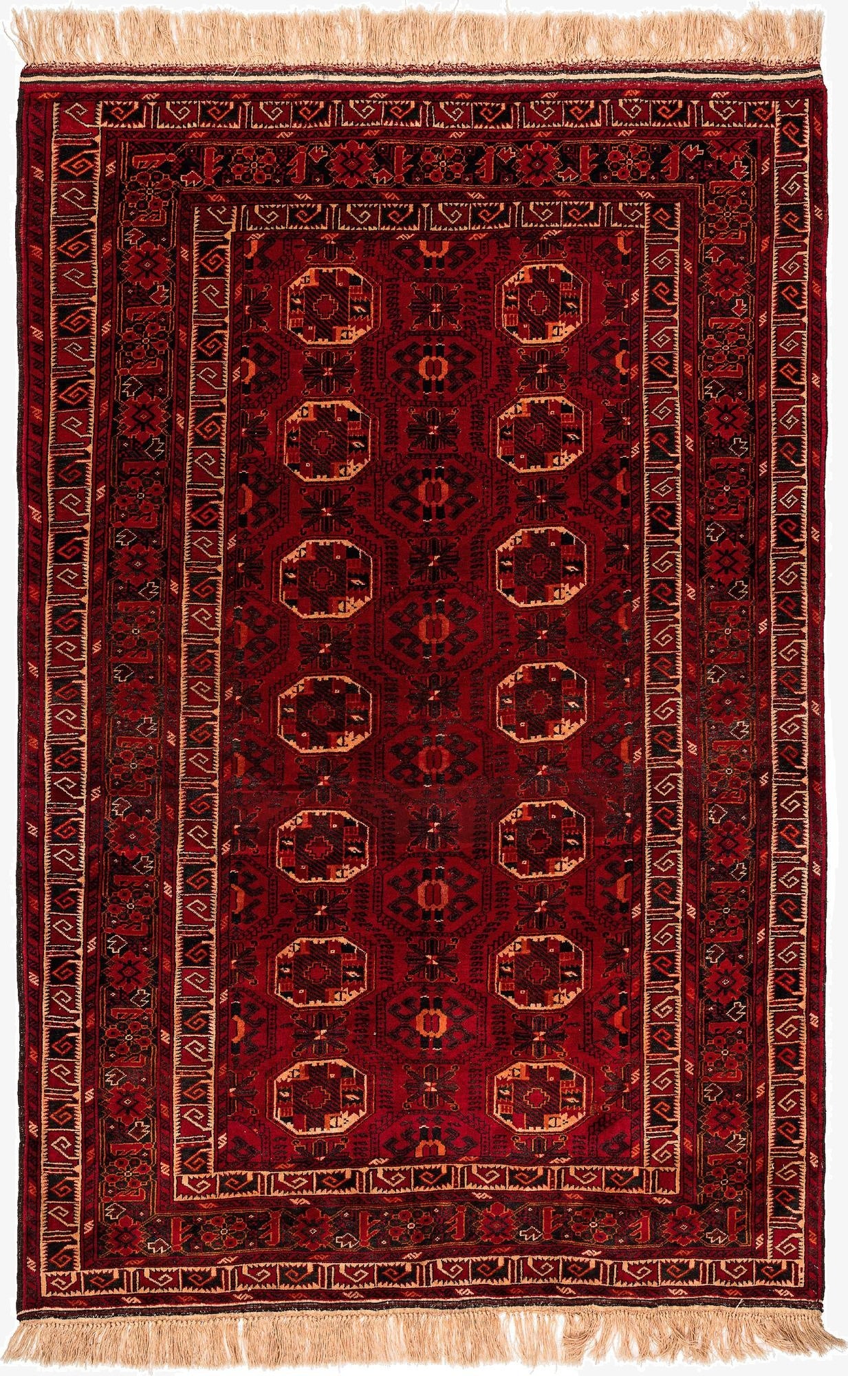 4' 9 x 7' 5  Hand Knotted Afghan Ersari Wool Rug
