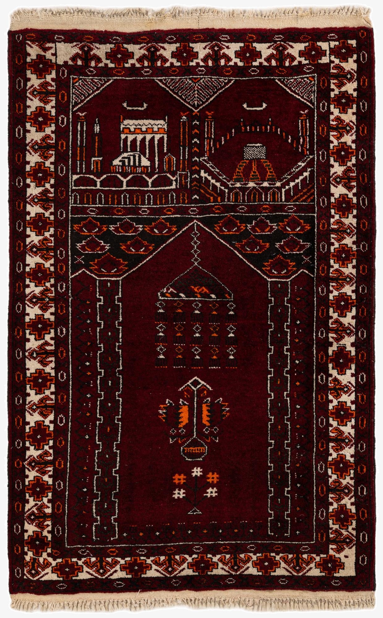 2' 8 x 4' 3  Hand Knotted Afghan Ersari Wool Rug