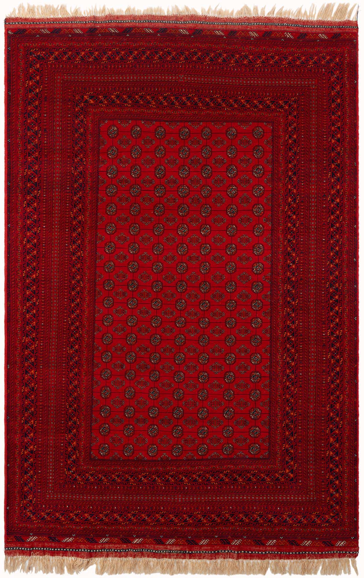 6' 7 x 10' 3 Hand Knotted Afghan Mouri Wool Rug