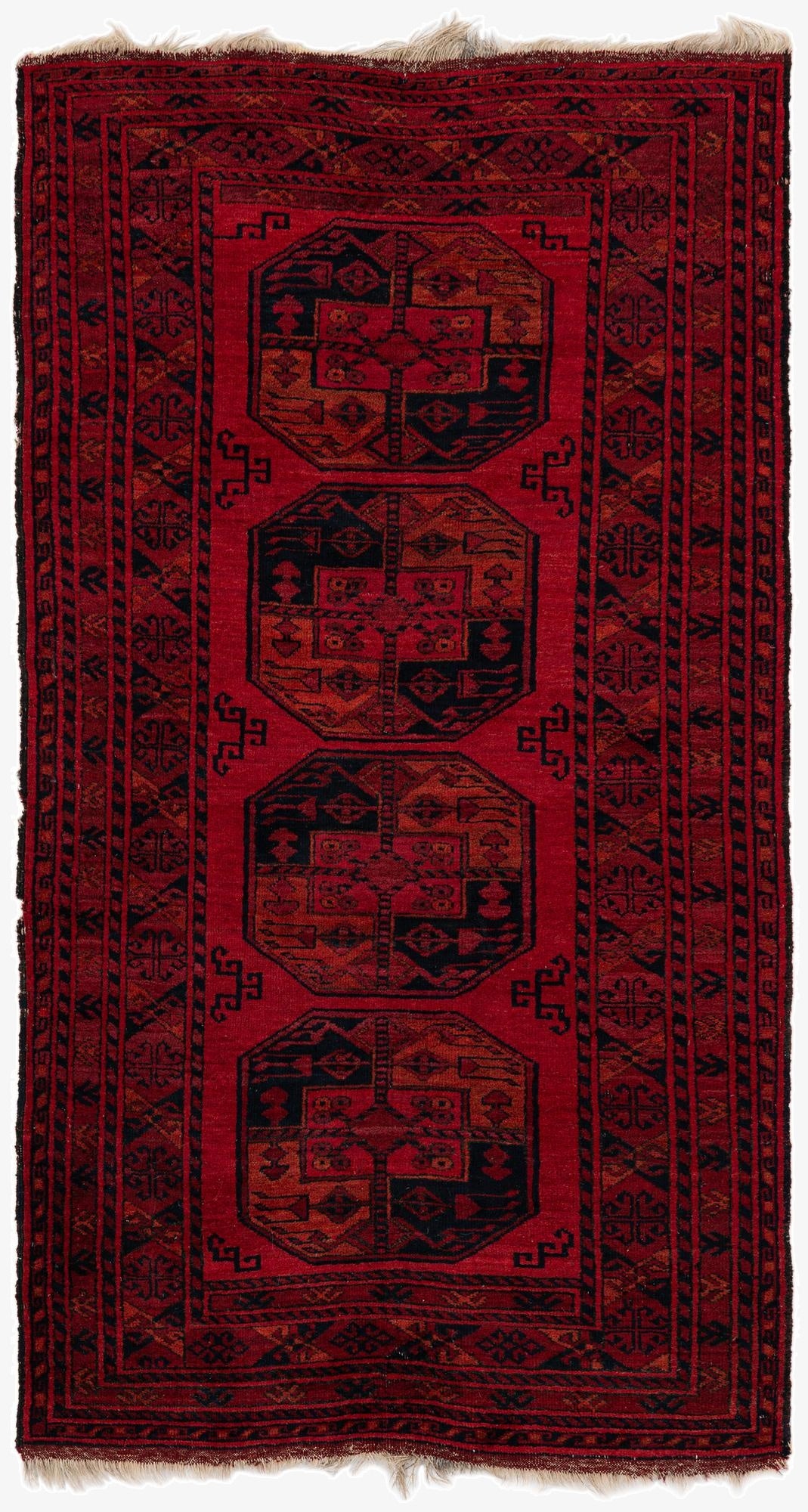 3' 5 x 6' 4  Hand Knotted Afghan Oriental Wool Rug