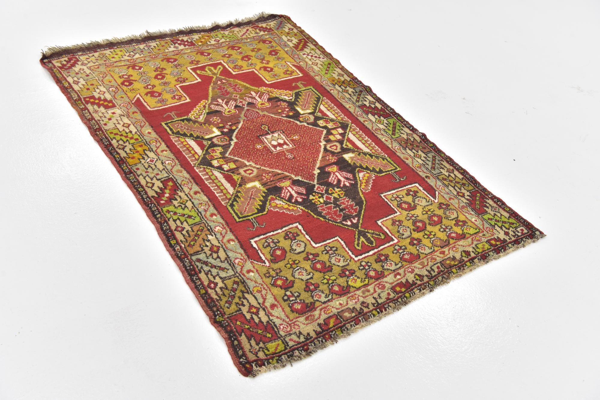 3' 8 x 5' 4 Hand Knotted Anatolian Oriental Wool Rug