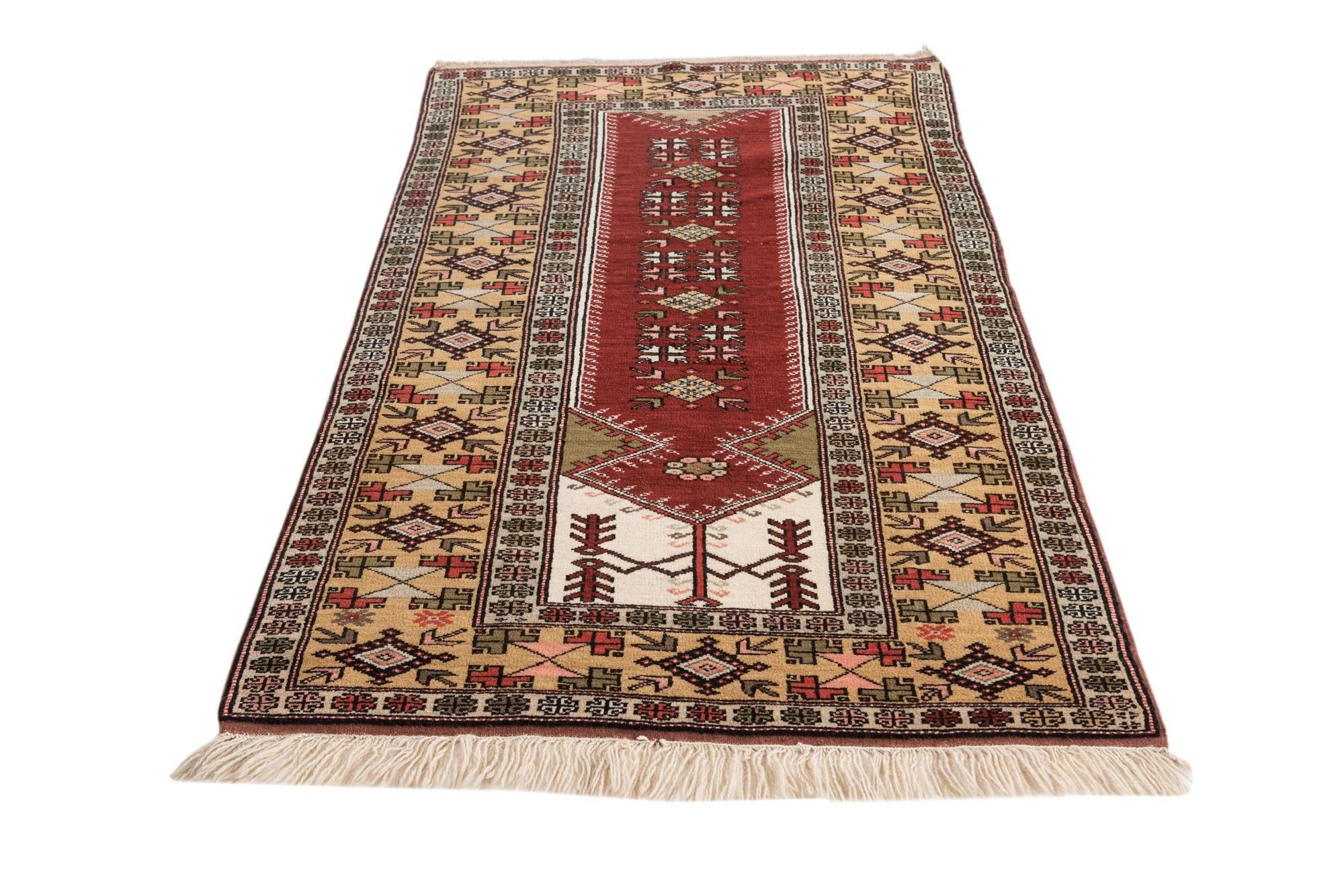 3' 4 x 5' 6 Hand Knotted Anatolian Oriental Wool Rug
