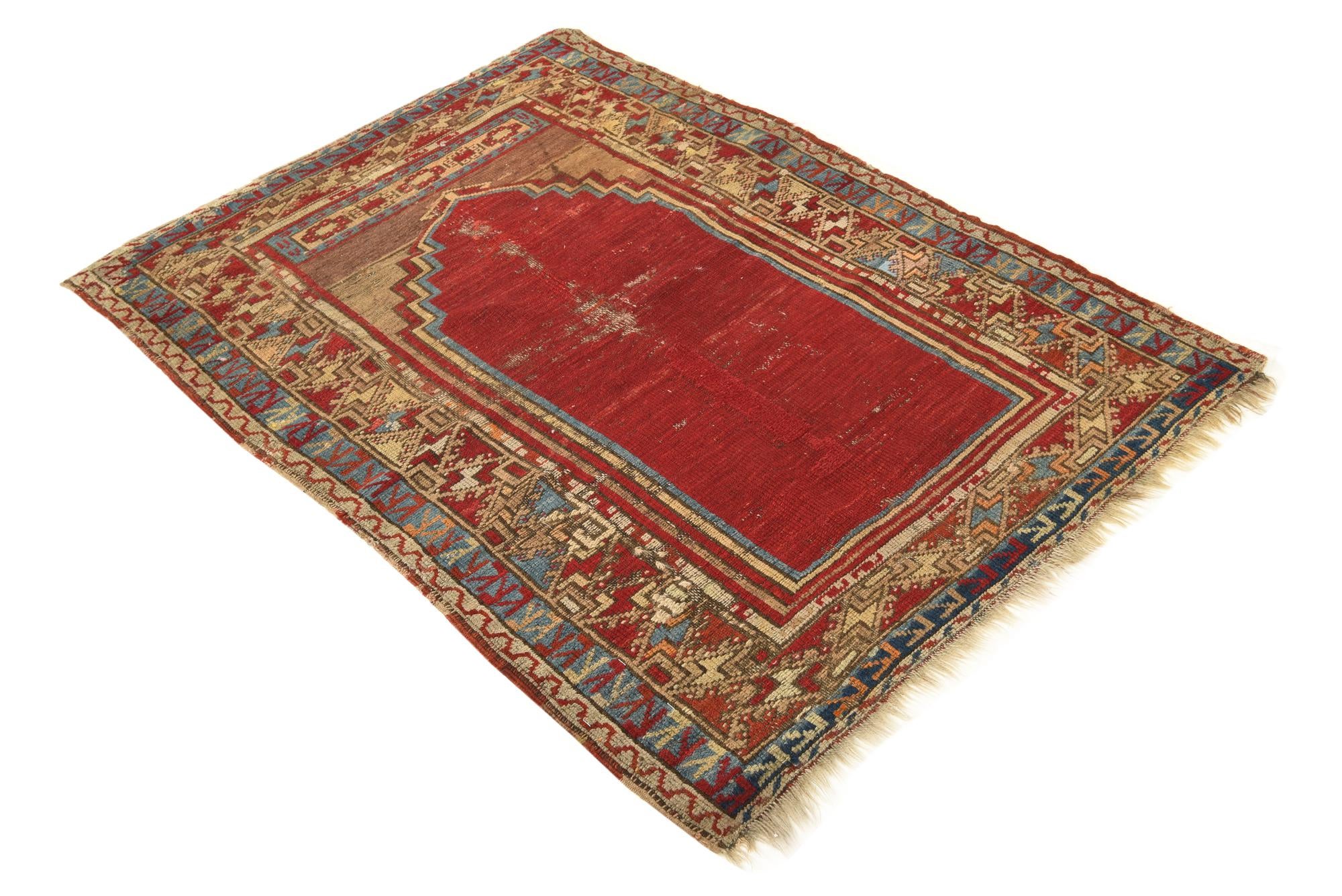 3' 4 x 4' 7 Hand Knotted Anatolian Oriental Wool Rug